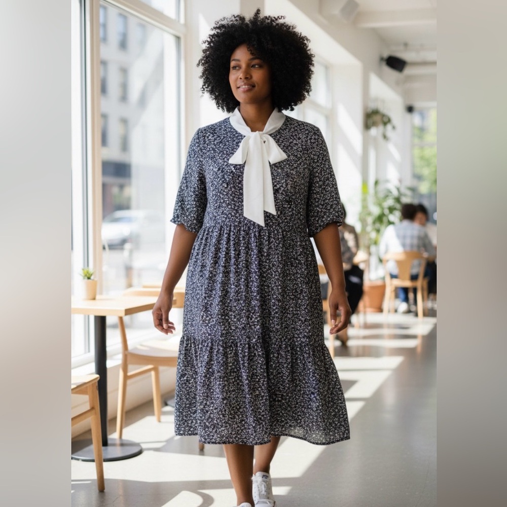 Chic Black and White Floral Maxi Dress